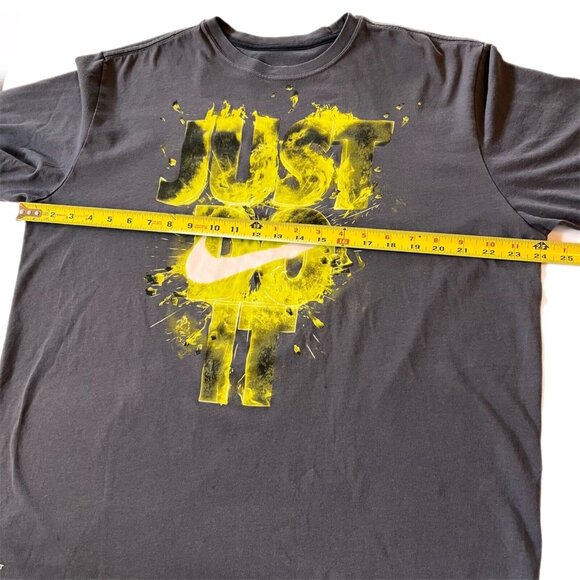 Nike Dri Fit T Shirt Just Do It Gray Green Spell Out Flames Splash Swoosh SZ XL - Picture 13 of 13
